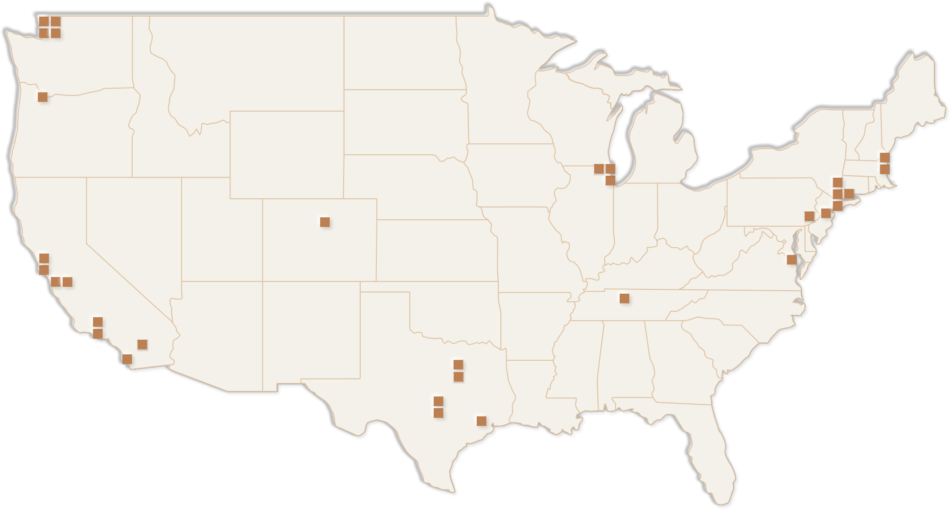 United States map of all MD2 offices